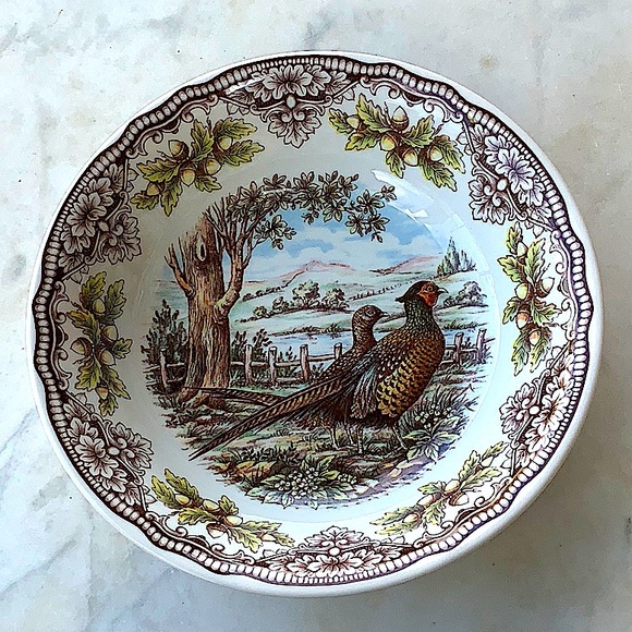 THE VICTORIAN ENGLISH POTTERY PHEASANT INDIVIDUAL PASTA BOWL - Picture 4 of 5